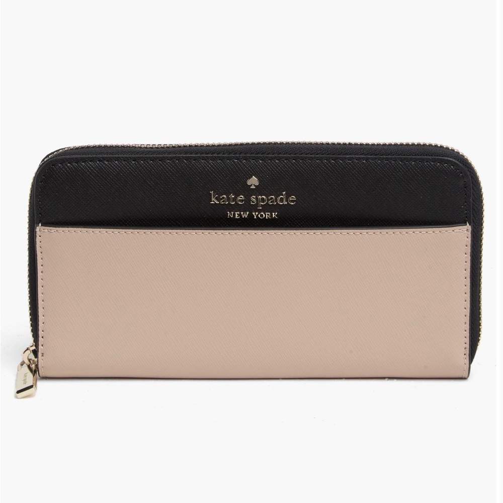 Kate Spade Staci Continental Wallet in Warm Beige and Black NWT